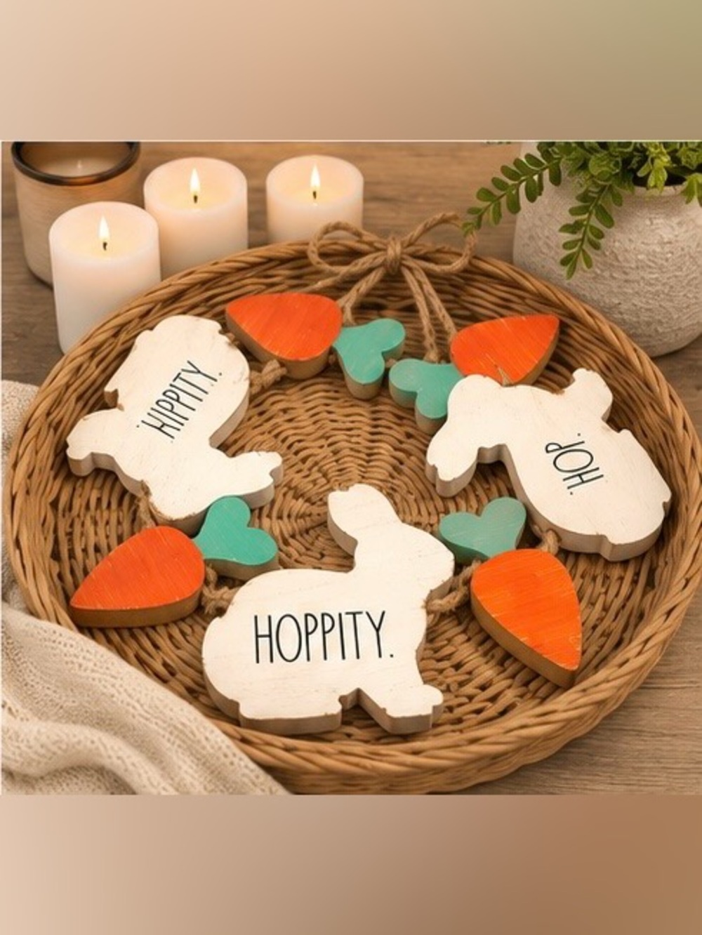 Rae Dunn Easter Bunny Garland Hoppity Hoppity Hop Decor